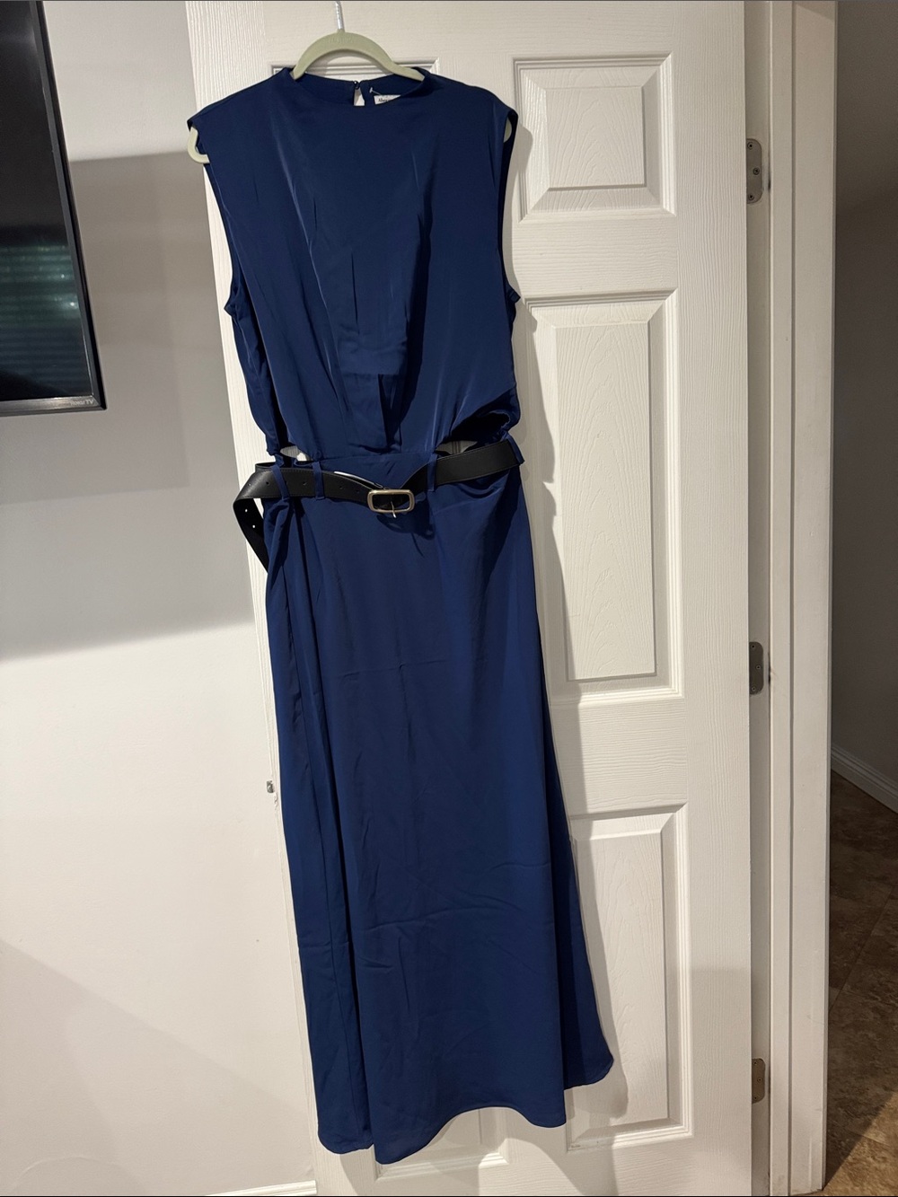 Abercrombie Sleeveless Navy Maxi Dress with Belt size l